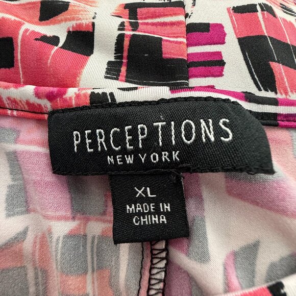 Perceptions New York Dress Abstract Print XL Classic Style Fit & Flare Stretch - Picture 2 of 11